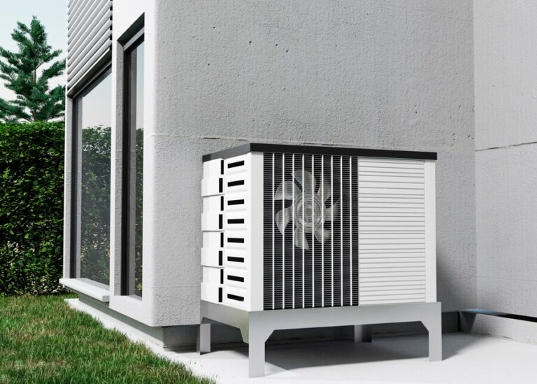 close up heat pump outside home 23 2149250266