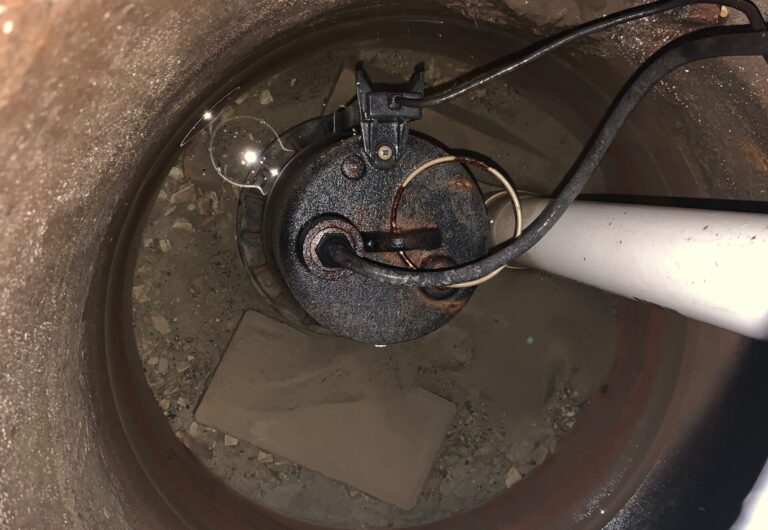 Sump pump in basement well